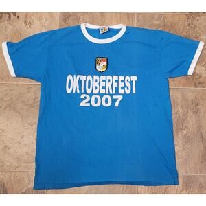 Oktoberfest T-Shirt - Munchen 2007 Blue Ringer Tee Men's XL Made for You Cotton